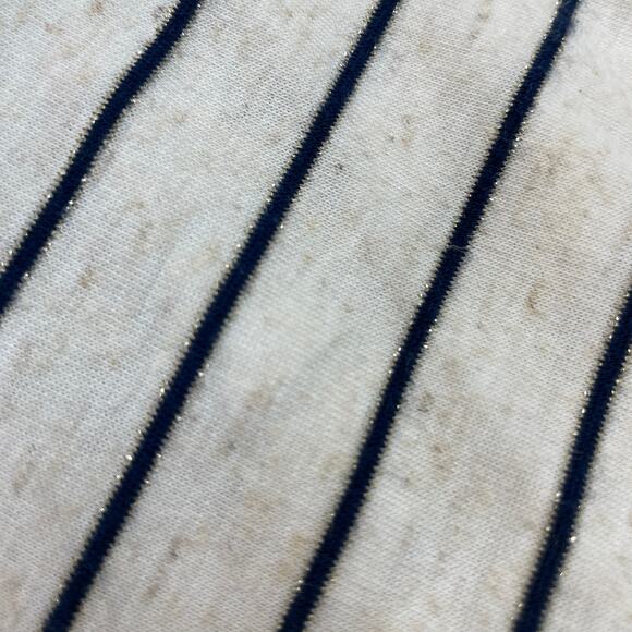 89th + Madison Womens L Metallic Striped Cap Sleeve Button Detail Knit Blouse - Picture 5 of 6